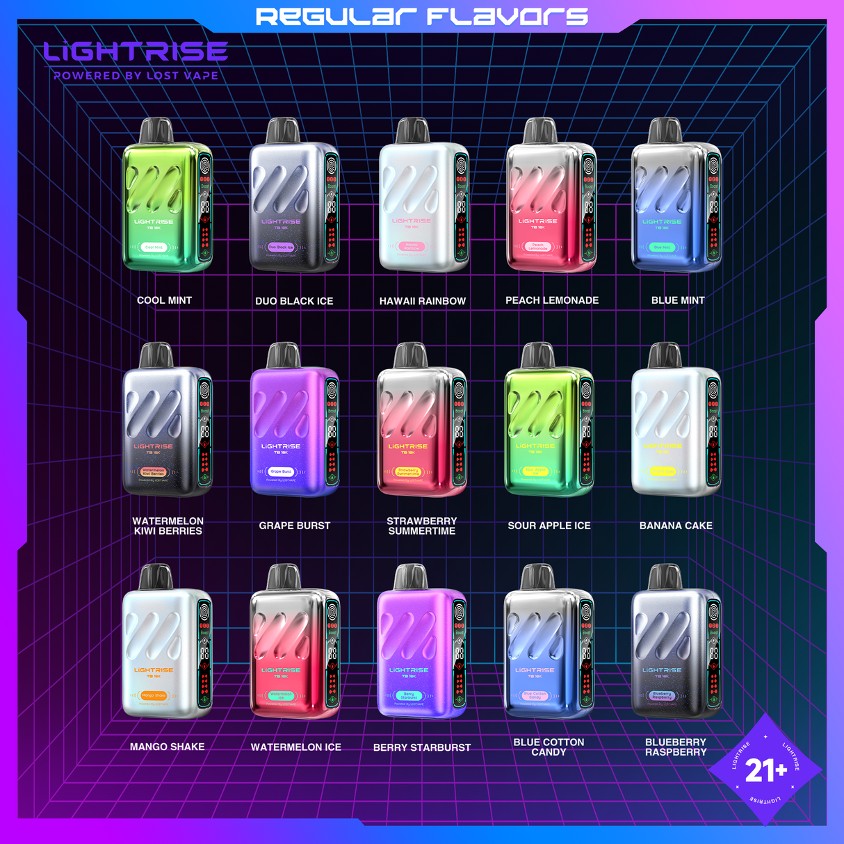 LIGHTRISE TB 18K Powered By Lost Vape flavors