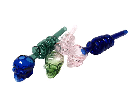 5.5" Colorful Skull Glass Pipe with Spiral Tube Unishowinc 5.5" Colorful Skull Glass Pipe with Spiral Tube