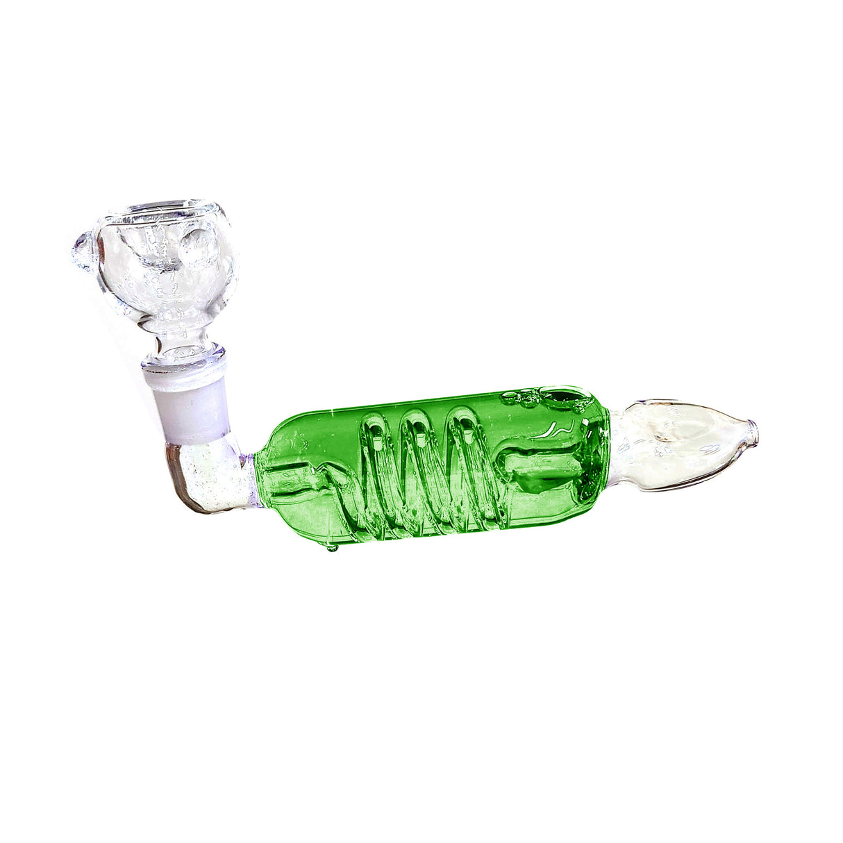 5.5" Clear Colored Freezable Coil Glycerin Glass Hand Pipe with Glass on Glass Bowl