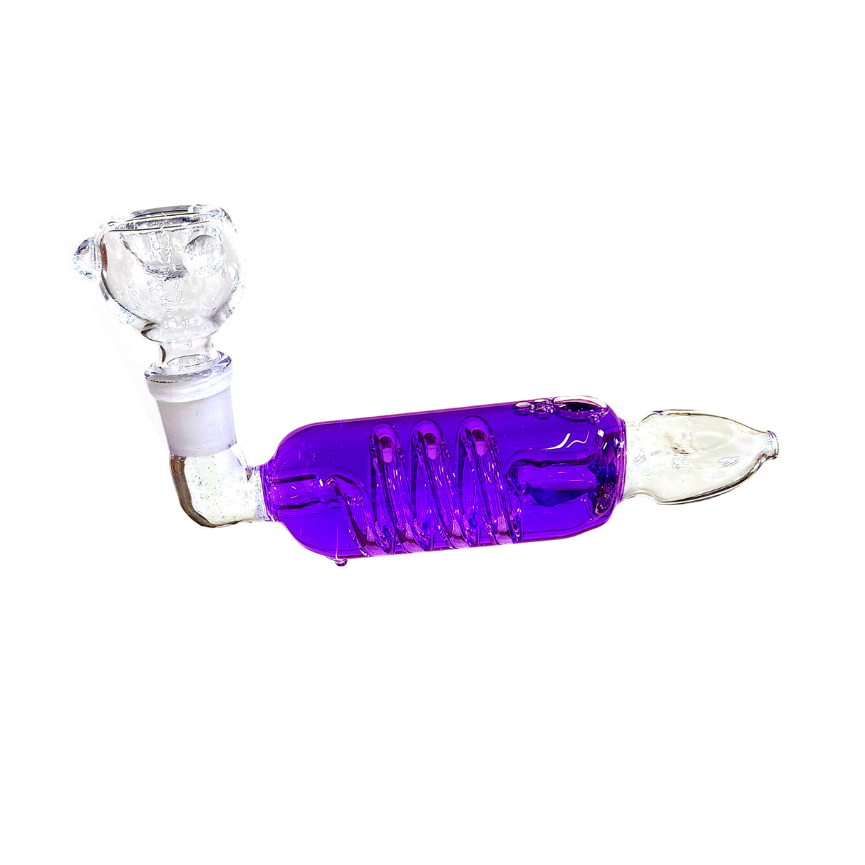5.5" Clear Colored Freezable Coil Glycerin Glass Hand Pipe with Glass on Glass Bowl