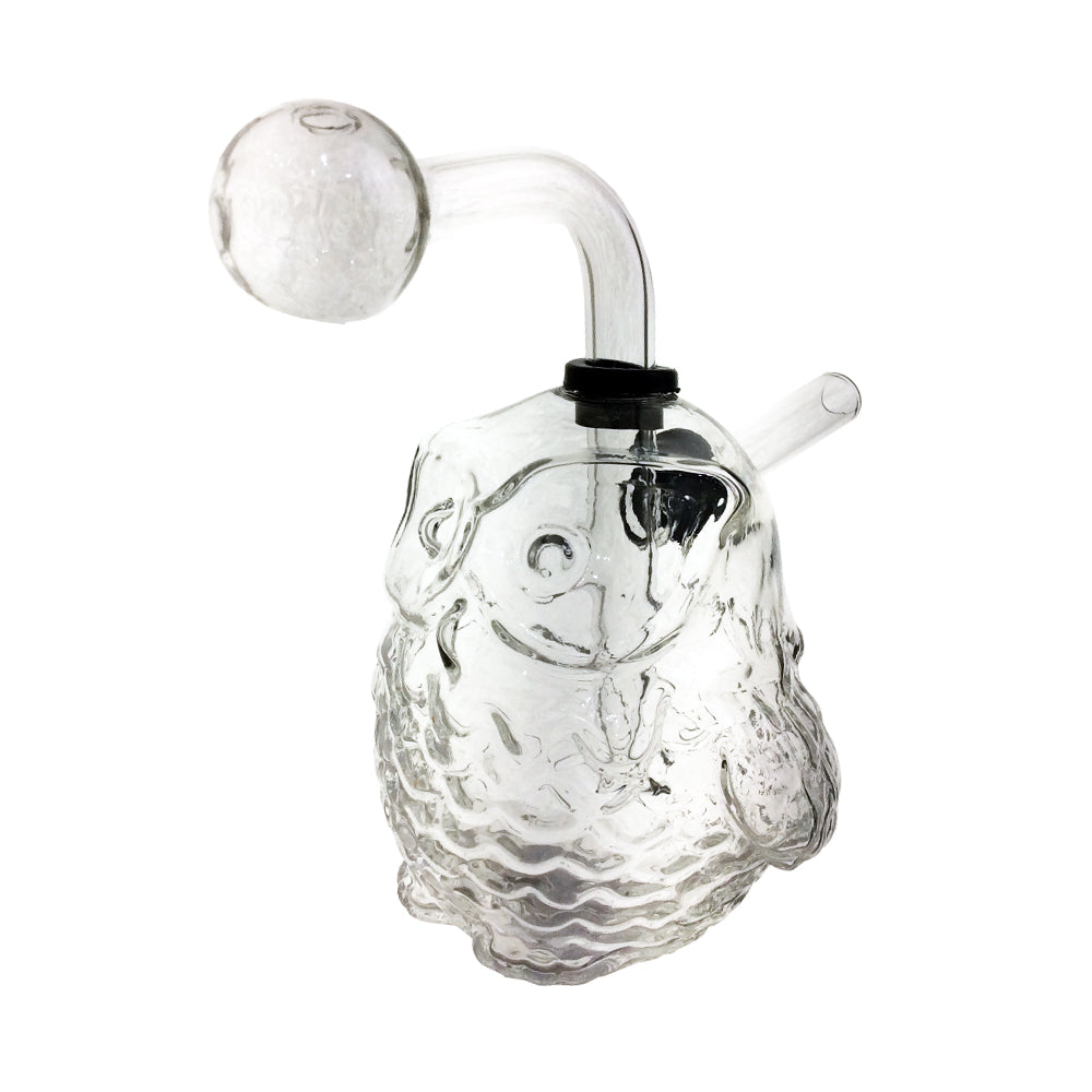 Clear Glass Owl Oil Burner Water Pipe