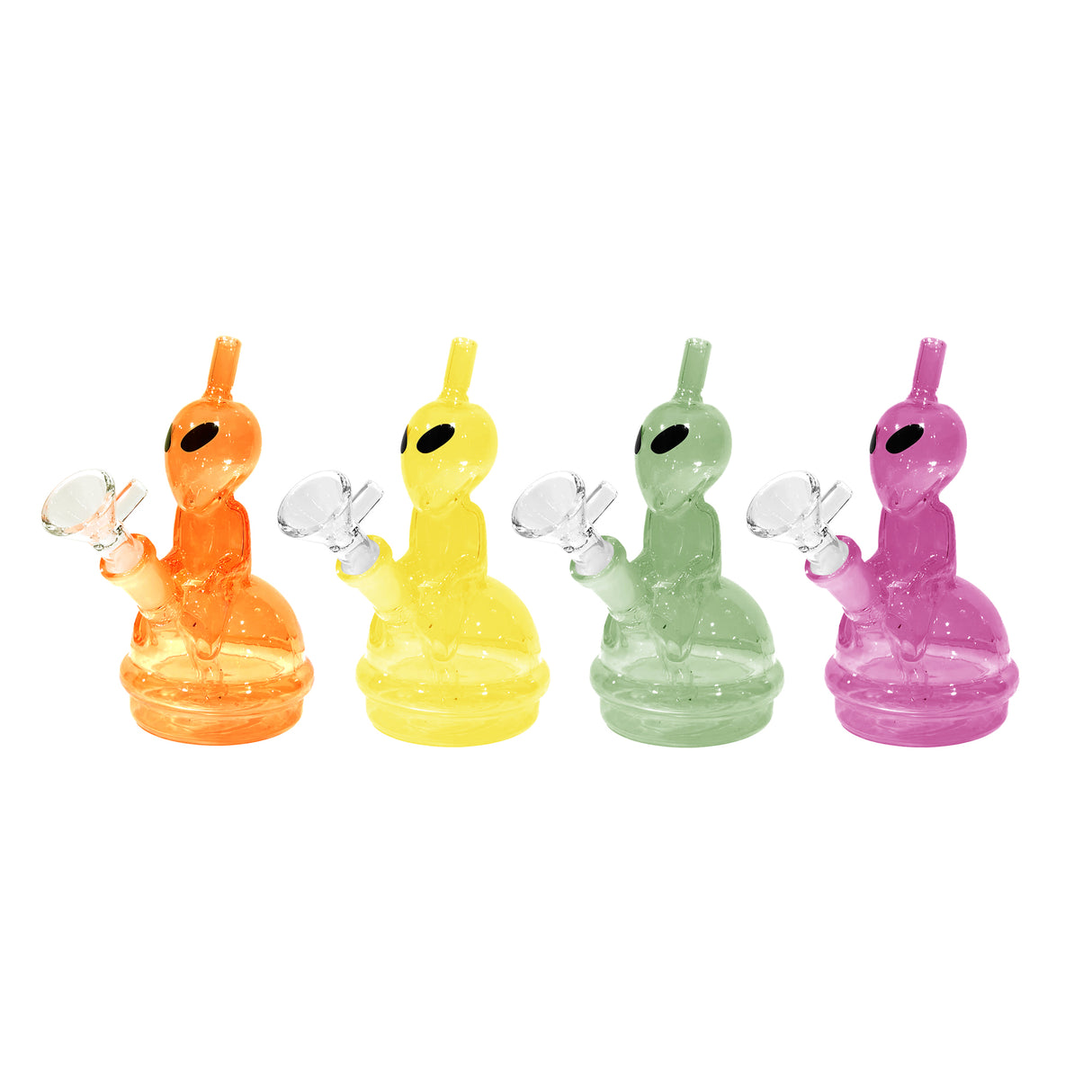 6" Colored Alien Style Glass Water Pipe with Glass Bowl