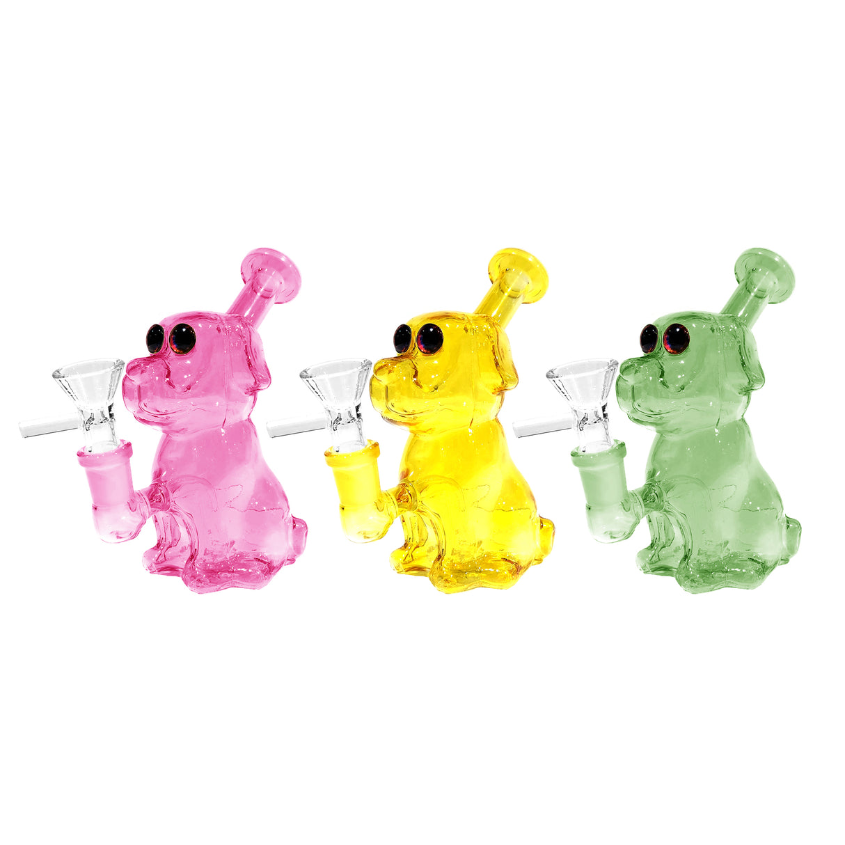 6" Colored Dog Style Glass Water Pipe with Glass Bowl
