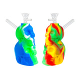 5" Colored Double Skull Style Silicone Water Pipe with Glass Bowl