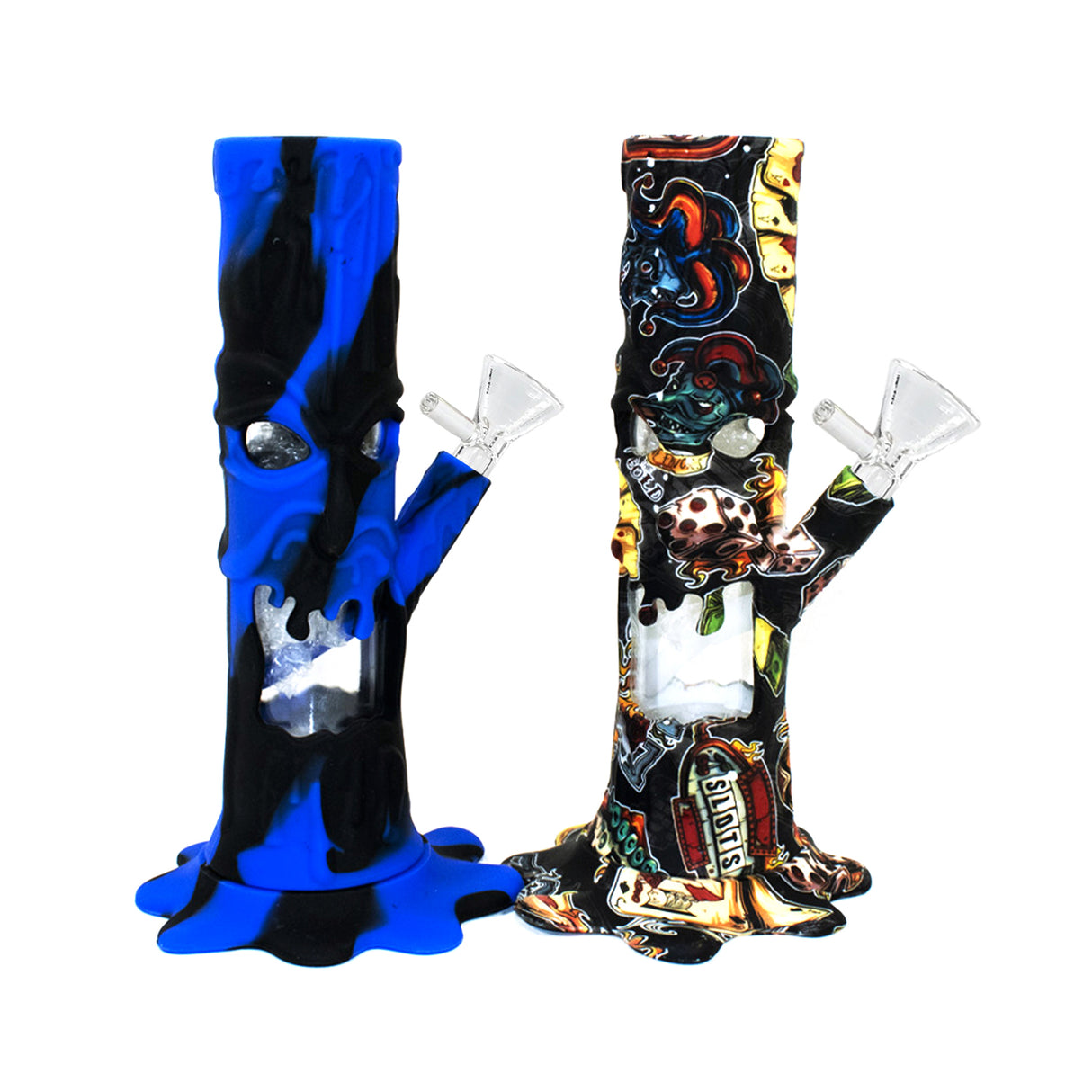 9" Colored Evil Tree Style Silicone Water Pipe with LED and Glass Bowl