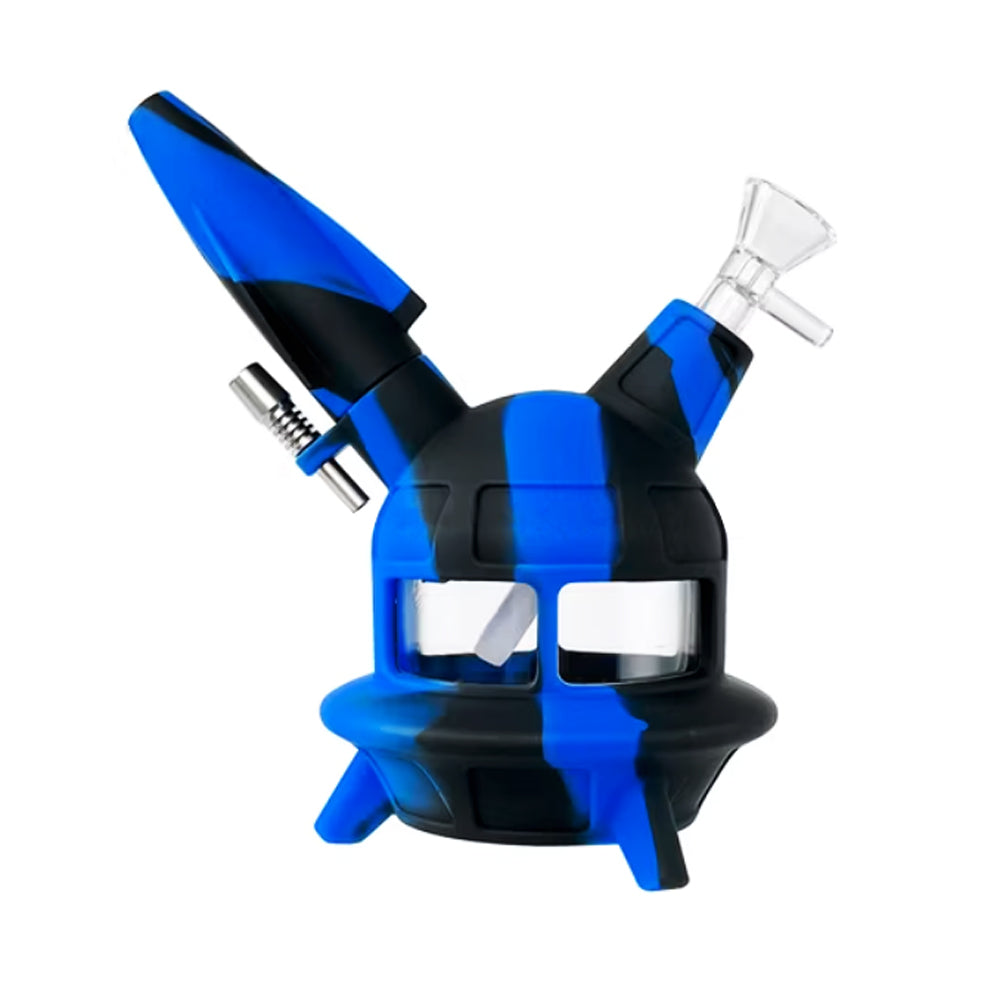 7.25" Colored UFO Style Silicone 2-in-1 Water Pipe & Nectar Straw with LED and Glass Bowl
