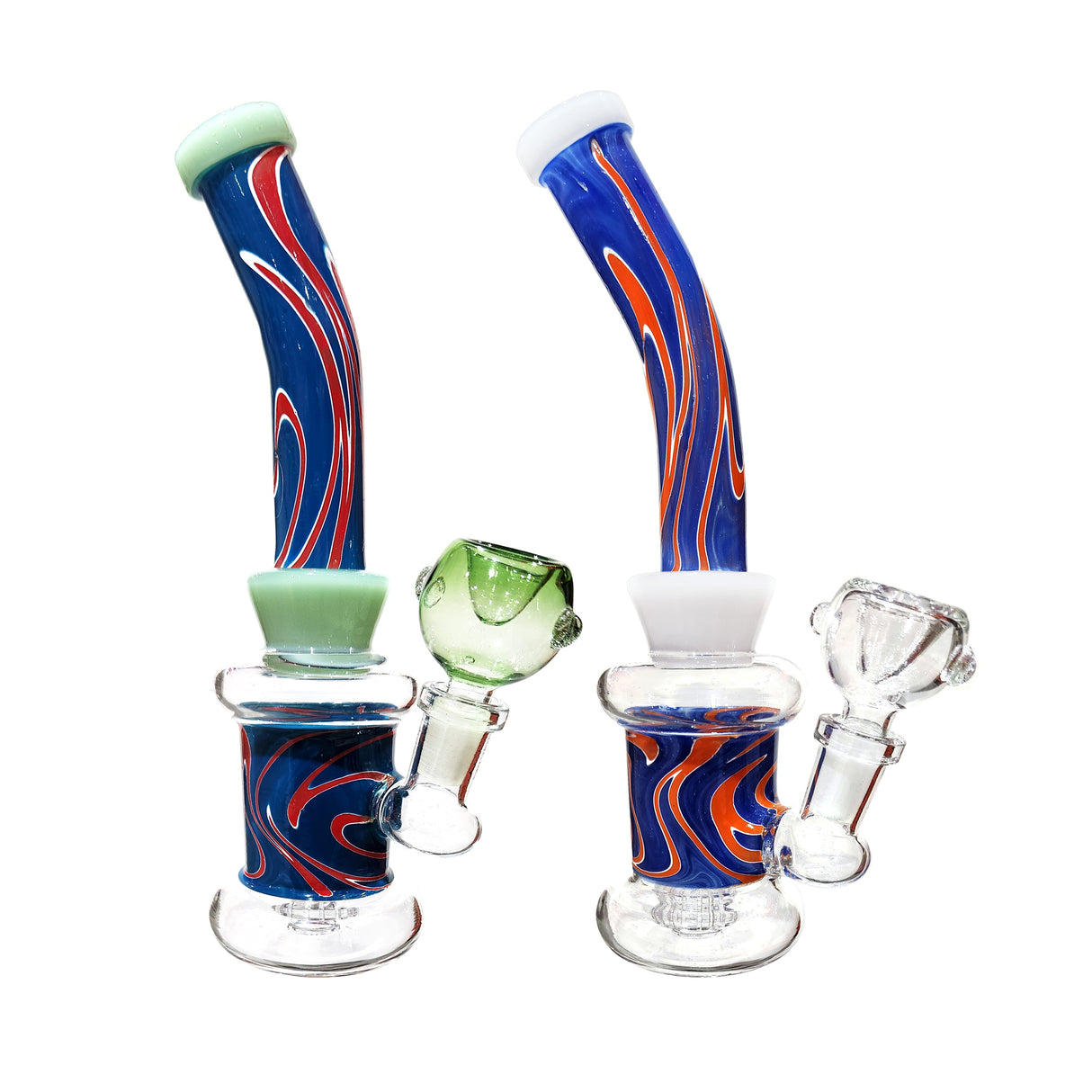 8.5" Colored Wave Design Glass Water Pipe with Glass Bowl