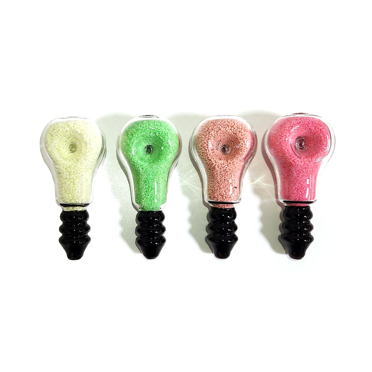 3.5" Colored Sand Filled Light Bulb Glass Hand Pipe