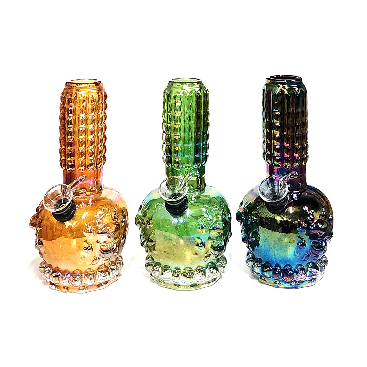 7" Colored Soft Glass Water Pipe with Glass on Glass Bowl