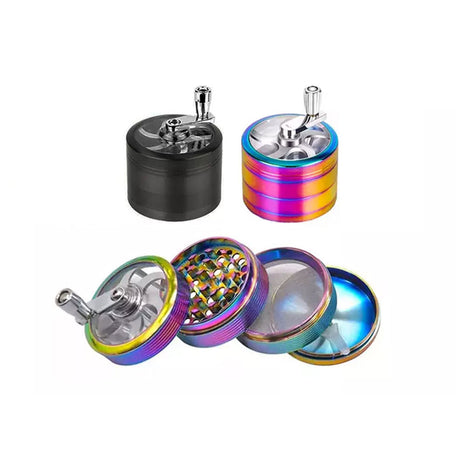 50mm 4-Part Hand Crank Metal Tobacco Grinder Unishowinc 50mm 4-Part Hand Crank Metal Tobacco Grinder