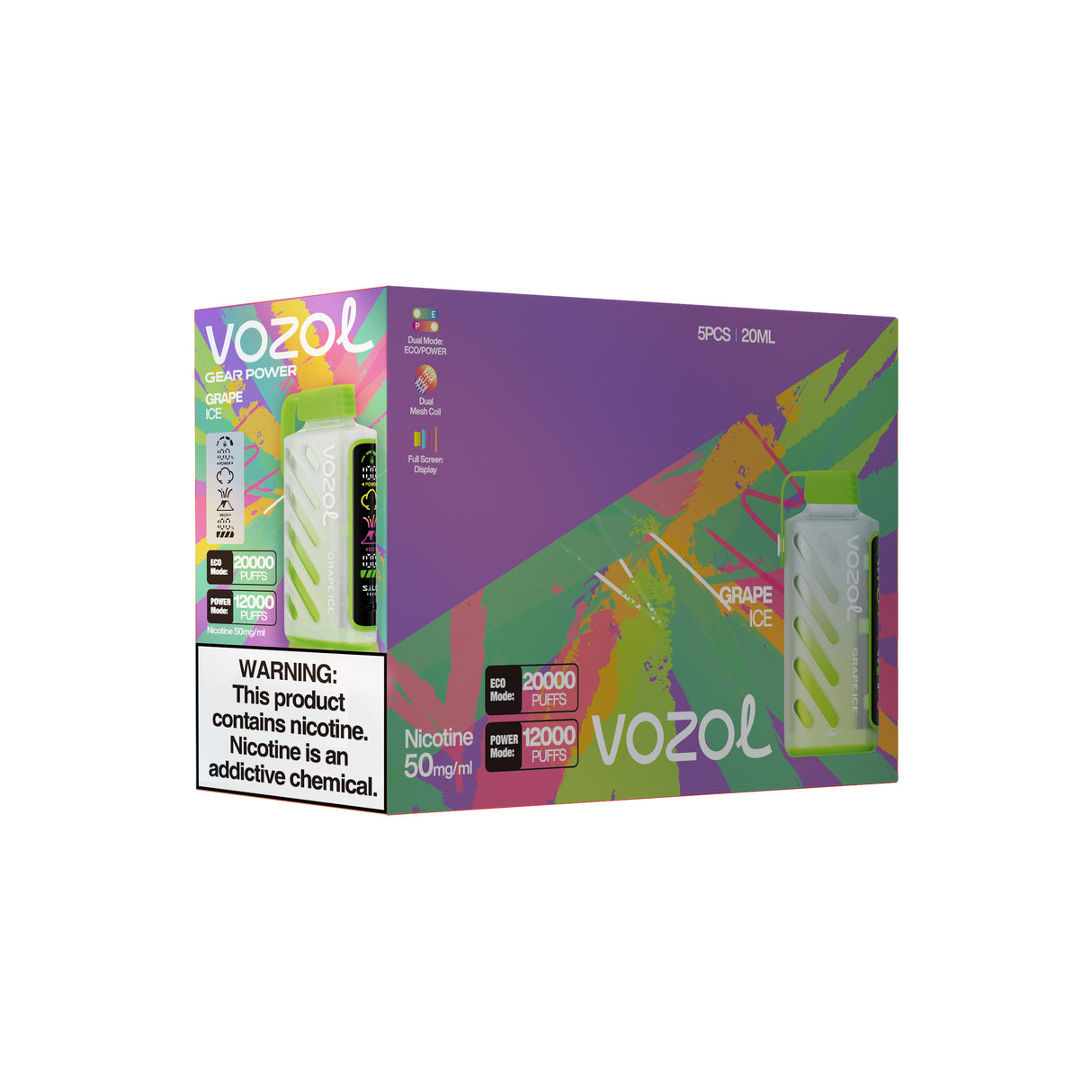 VOZOL Gear Power 20000 Puffs Rechargeable Disposable Device - 20000 Puffs [BUY 5 BOX GET 1 BOX FREE]