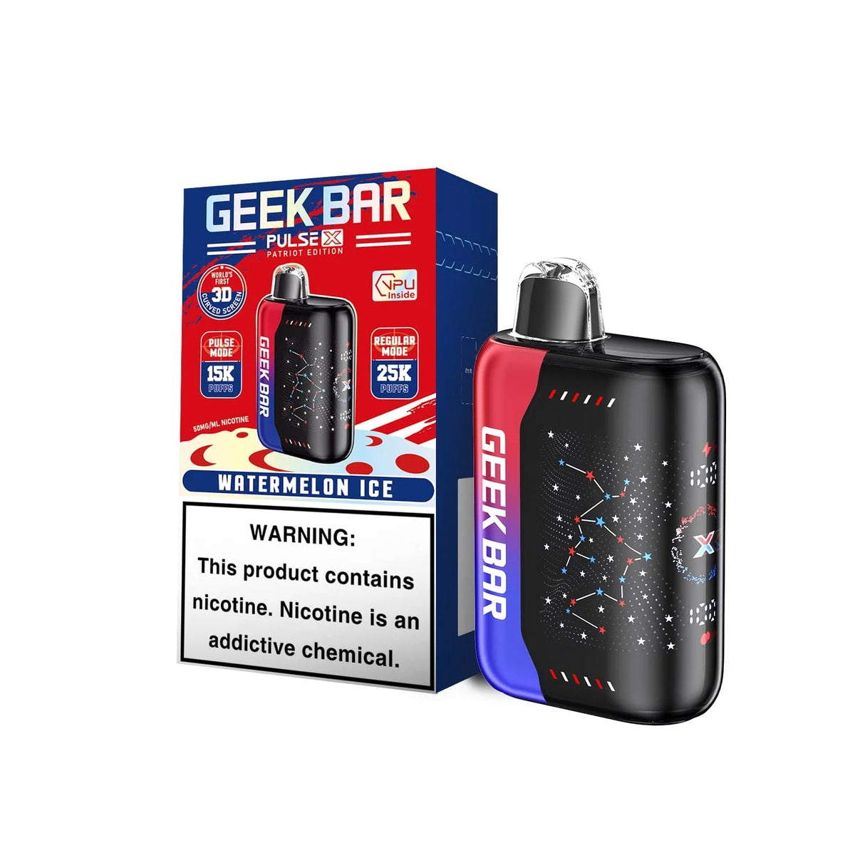 Geek Bar Pulse X 25K Puff PATRIOT EDITION Disposable Device – 25000 Puffs (2 Box per Flavor Max Limit)
