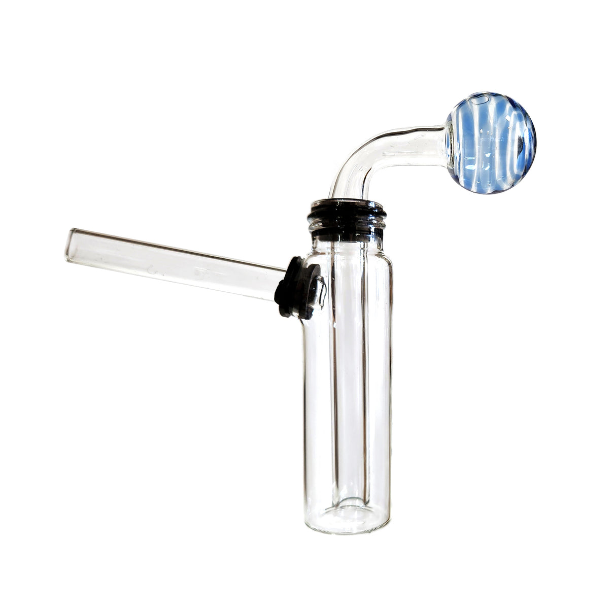 4.5″ Clear Glass Water Pipe Color Striped Oil Burner