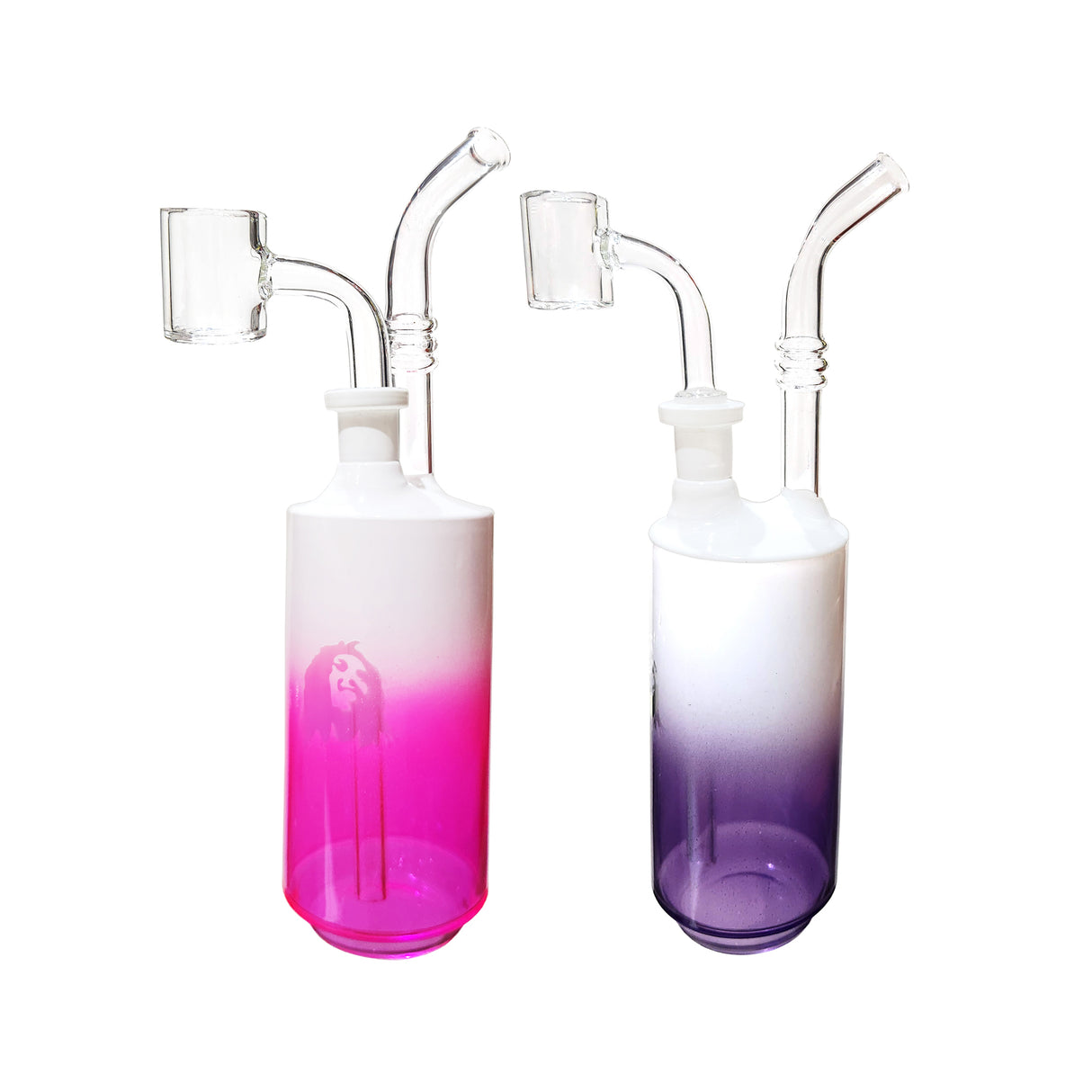 Gradient Colors Frosted Bottle Glass Water Pipe with 14mm Male Quartz Banger