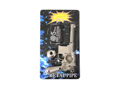 High Quality Gun Style Metal Pipe with Pack of Silver Screens Unishowinc High Quality Gun Style Metal Pipe with Pack of Silver Screens