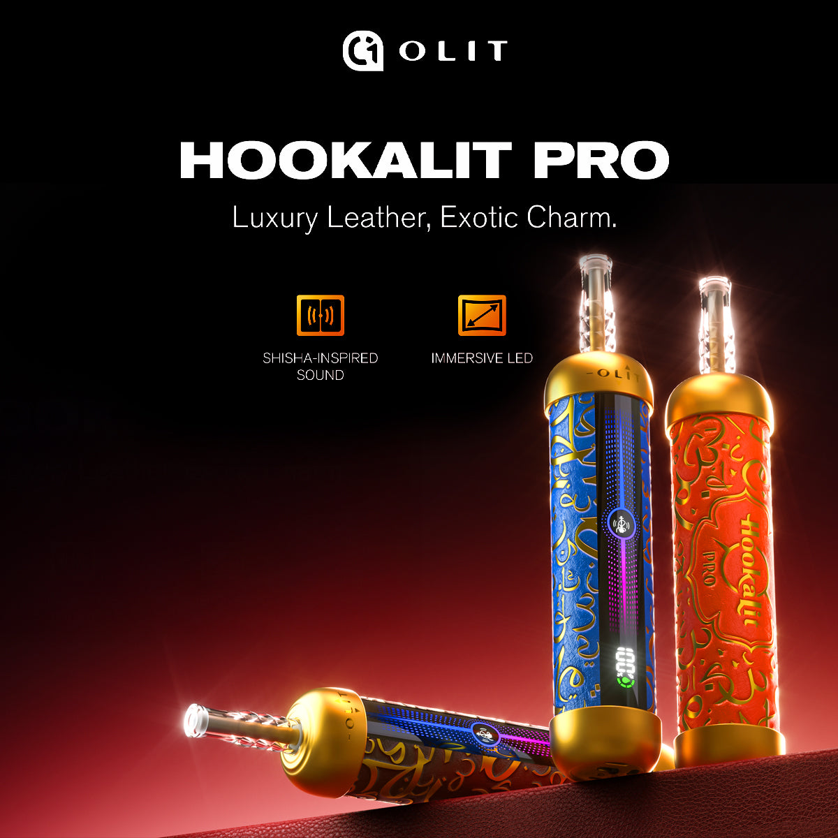 OLIT HookaLit Pro 60K – Leather-Wrapped Disposable E-Hookah, 60,000 Puff Wholesale Device
