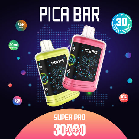 PICA BAR Super Pro 30K Disposable Device with LED Display and USB Type-C Charging – Wholesale