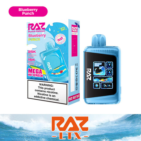 Raz LTX 25K Puff Punch Edition Rechargeable Disposable Device – 25000 Puffs (2 Box per Flavor Max Limit)