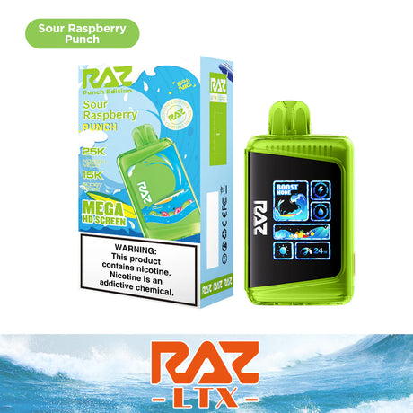 Raz LTX 25K Puff Punch Edition Rechargeable Disposable Device – 25000 Puffs (2 Box per Flavor Max Limit)
