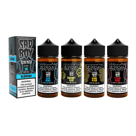 Shop SADBOY 100ML E-Liquid – Premium 70VG/30PG blend in 0mg, 3mg, or 6mg nicotine. Trusted brand for flavor and cloud. Bulk wholesale pricing available.