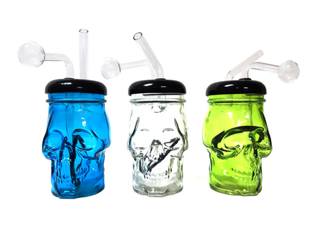 5.25" Colored Skull Bottle Glass Oil Burner Water Pipe Unishowinc 5.25" Colored Skull Bottle Glass Oil Burner Water Pipe