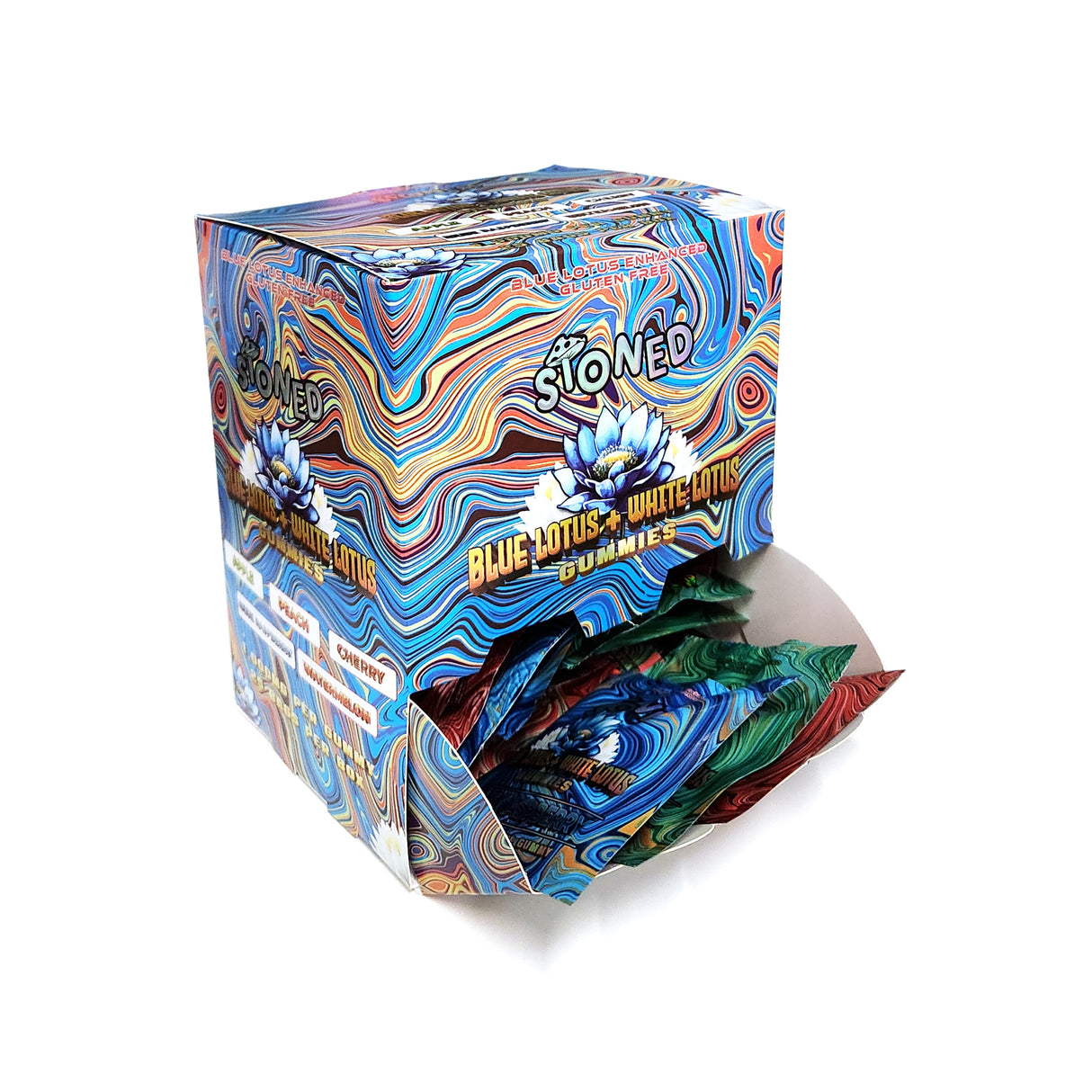 STONED Blue Lotus + White Lotus Single Gummy Mixed Flavors Package 1000mg 25pack/display 25000MG