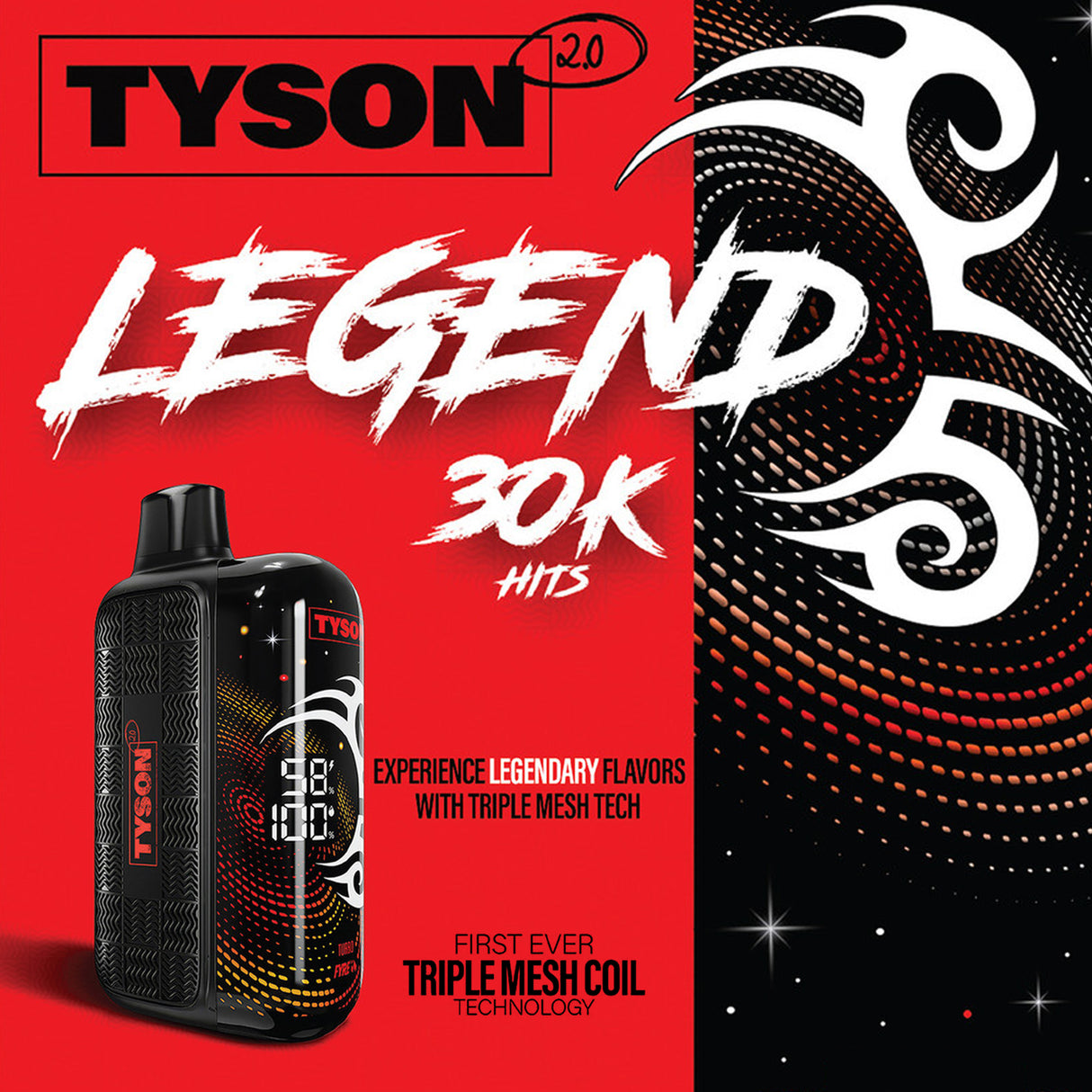 Tyson 2.0 Legend 30K Rechargeable Disposable Device - 30000 Puffs