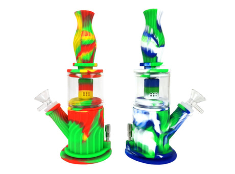 9.25″ Silicone 4-in-1 Glass Water Pipe Bong Unishowinc 9.25″ Silicone 4-in-1 Glass Water Pipe Bong