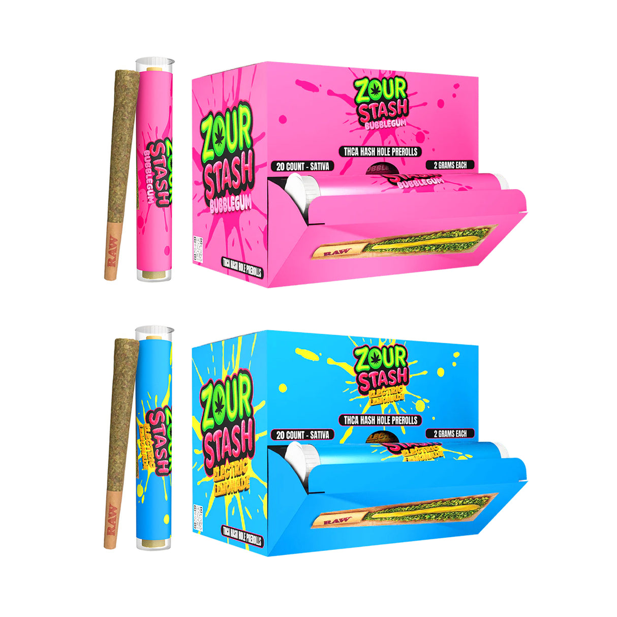 ZOUR STASH THCA Hash Hole Pre-rolls 2G 20CT/BOX