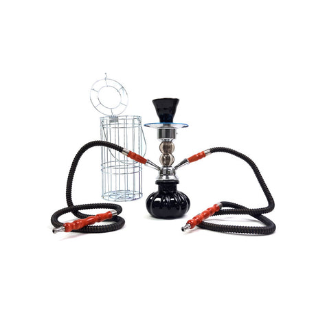 11" Pumpkin Double Hose Glass Hookah with Cage Unishowinc 11" Pumpkin Double Hose Glass Hookah with Cage