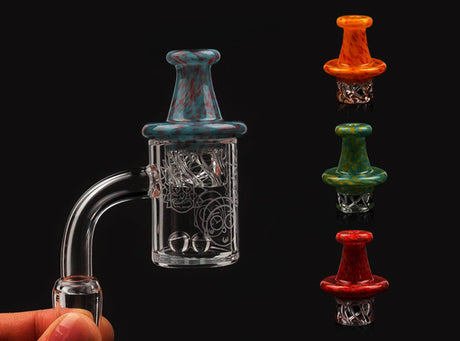 14mm Male Banger Dab Rig with Colored Ceramic Cap and Fluorescent Balls Unishowinc 14mm Male Banger Dab Rig with Colored Ceramic Cap and Fluorescent Balls