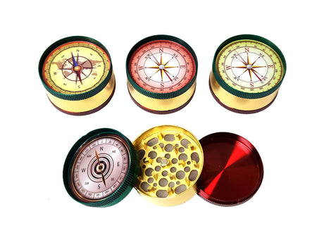50mm 3-Part Compass Style Rasta Color Tobacco Grinder Unishowinc 50mm 3-Part Compass Style Rasta Color Tobacco Grinder