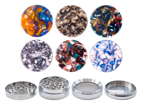 52mm 4-Part Top Marble Style Tobacco Grinder Unishowinc 52mm 4-Part Top Marble Style Tobacco Grinder