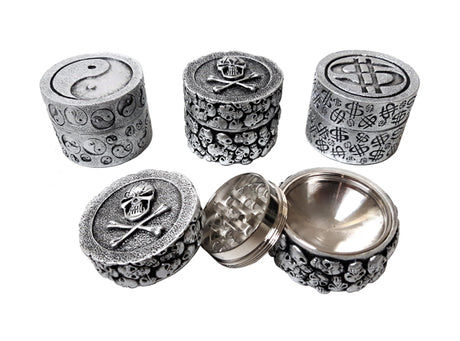 2" 3-Part Pewter Style Tobacco Grinder Unishowinc 2" 3-Part Pewter Style Tobacco Grinder