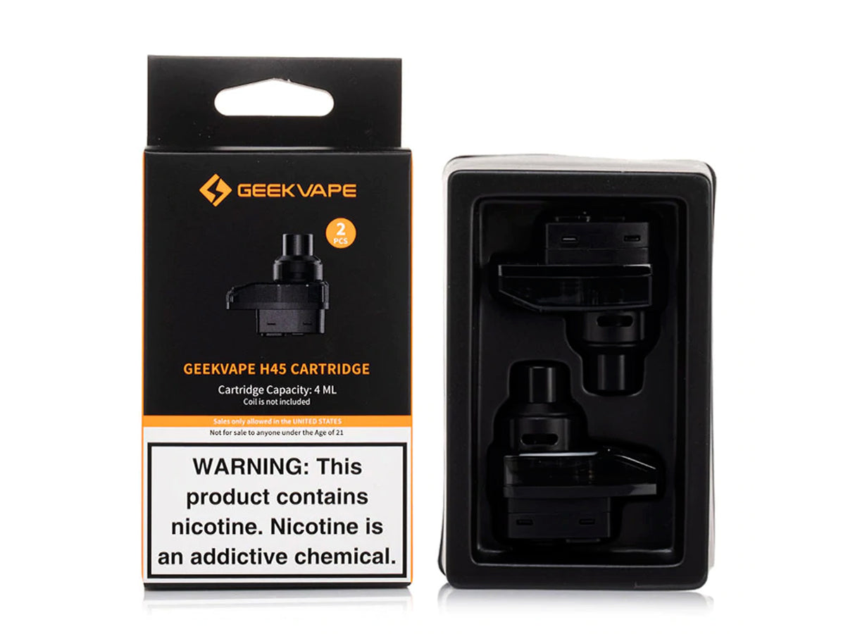 GeekVape H45 Aegis Hero 2 Empty Replacement Pods – 2-count pack for wholesale buyers.