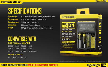 Nitecore Digicharger D4 Multi-in-One Battery Charger Nitecore Nitecore Digicharger D4 Multi-in-One Battery Charger