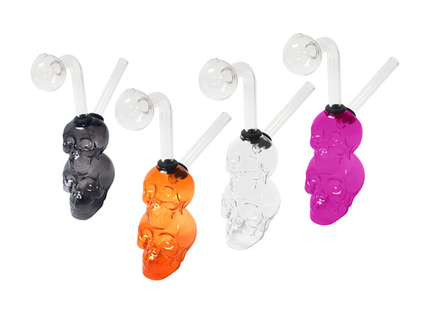 4.25" Double Skull Oil Burner Glass Water Pipe Unishowinc 4.25" Double Skull Oil Burner Glass Water Pipe